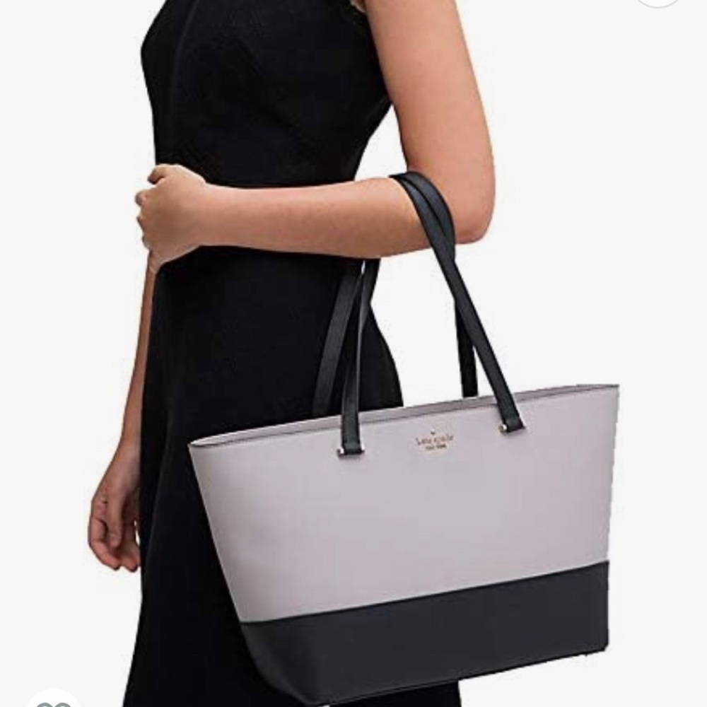 Brand New Kate Spade Medium Kristen Tote Bag, Two Tone Soft Taupe/black